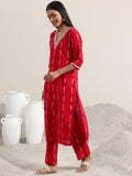 Libas Women'S Cotton Blend Kurta Set (400397 Red Xl