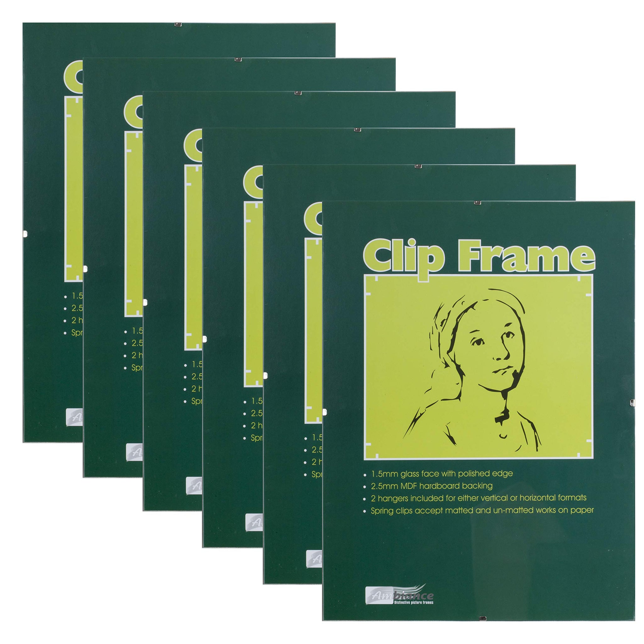 Ambiance Gallery Clip Frame - 4X6-6 Pack Of Modern Low-Profile Invisible Minimalist Picture Frames - Poster Frames With Glass An