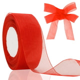 joycraft 1.5 in Red Organza Gift Wrap Ribbon - 50 Yds Sheer Wedding Party Ribbons, Organza Chiffon Ribbon for Birthday, Baby Sho
