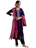 Libas Women'S Silk Blend Kurta Sets (48962O_Purple_S)
