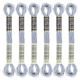6 Skeins Embroidery Thread, Metallic Grey Embroidery Floss Friendship Bracelet String, Polyester Cross-Stitch Threads for Hand E