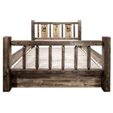 Montana Woodworks Homestead Collection California King Storage Bed With Laser Engraved Elk Design, Stain & Clear Lacquer Finish