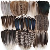 iHUFeather 120pcs Natural Pheasant Feathers Bulk Spotted Feathers 10 Styles Mixed Feathers for Crafts DIY Hat Floral Arrangement