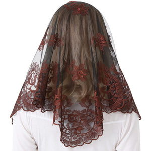 Spanish Mantilla Lace Veil Mantilla Catholic Church Chapel Veil Head Covering Latin Mass (Blown), 120cmx60cm