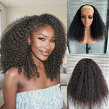DSEKCAIN Curly Half Wig Human Hair 26 Inch Glueless 100% Real Human Hair Kinky Curly Half Wig 3 In 1 Seamless Flip Over Wigs Wit