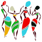 African Dancers Stencil 4.5 x 4.5 inch (S) Reusable Women Lady Dancers Ethnic Tribal Wall Stencils for Painting Use on Pos