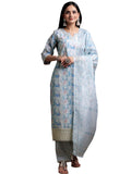 Libas Women's Cotton Blend Kurta Set (35379_Blue