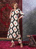 Gosriki Women'S Rayon Blend Straight Printed Kurta With Pant (Chunilal White-Vks03-Gs_M_Black_Medium),White,,B0D9YV5CDZ