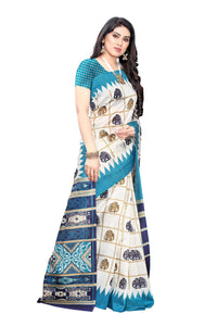 Anni Designer Women'S Blue Silk Printed Saree With Blouse (Mily Blue_Free Size),Blue,Free,Silk,with blouse piece,With Blouse Piece