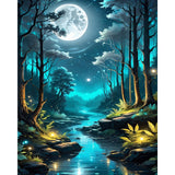 xackcme Moon Paint by Numbers for Adults - Landscape Paint by Number on Canvas Without Frame, DIY Forest Scenery Oil Painting fo