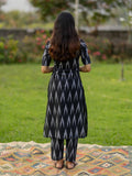 Gosriki Women'S Rayon Viscose Straight Ikkat Printed Kurta With Pant (Demeter Black-Vks01-Gs_Xl_Black_X-Large),Black,,B0F7HJZ9PF