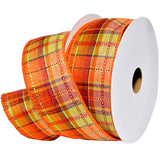 Morex Ribbon Autumn Splendor Fall Plaid, Orange, 1-1/2 in x 100 ft