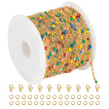 KYUNHOO 16.4 Feet Gold Jewelry Chains for Necklaces Crafting Multicolor Enamel Bead Chain Roll Soldered Stainless Steel Chain fo