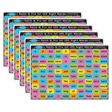 Smart Poly Learning Mat, Double-Sided, Sight Words 1st & 2nd 100, Pack of 6
