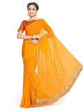 Womanista Womens Mukaish Embellished Chiffon Saree With Jacquard Blouse (Ti1184_Yellow)