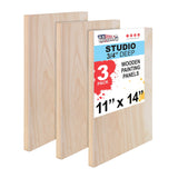 U.S. Art Supply 11 x 14 Birch Wood Paint Pouring Panel Boards, Studio 3/4 Deep Cradle (Pack of 3) Artist Wooden Wall Canvas