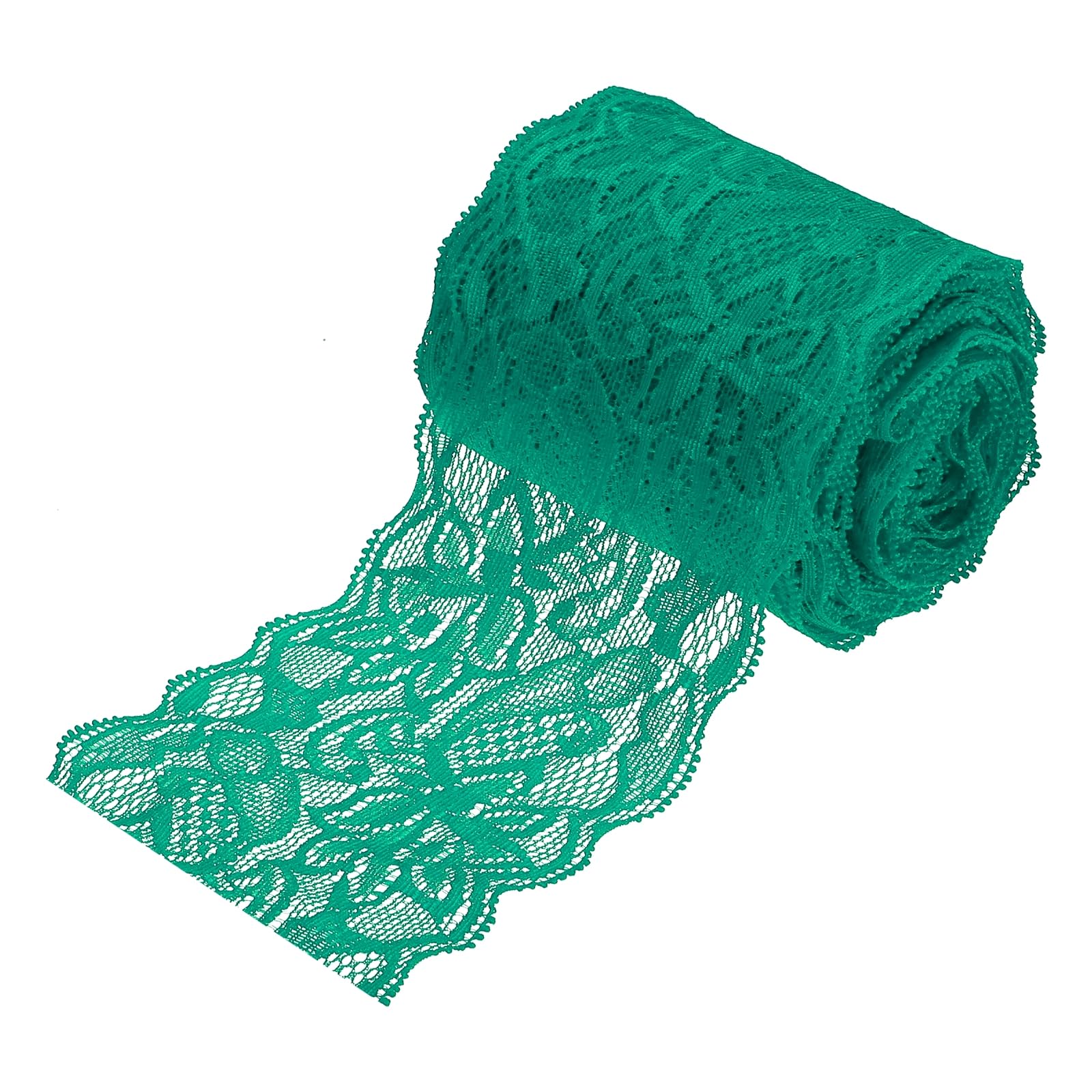 MECCANIXITY 3 Inch Wide 10 Yard Lace Ribbon Floral Pattern Dark Green Lace Trim Ribbon for Sewing Making, and DIY Crafts, Gift W