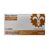KingSeal X-LARGE Vinyl Disposable Gloves, Powder-Free, Latex-Free, 4 mil, Clear - 10 Boxes of 100 Gloves by Weight (1000 Count)