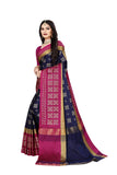 Dhruvi Trendz Women Cotton Silk Saree(Dt-S167_Nevy Blue-Pink_Free Size)