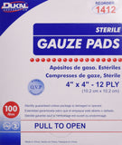 Dukal Sterile Gauze Pad, 4 x 4, 100 per Box, White