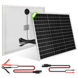 50W 18V Solar Panel with Built-in 12V PWM Controller + SAE Connection Cable 23% High Efficiency Monocrystalline Solar Panel for 
