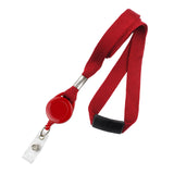 Comfort Breakaway Red Lanyard & Retractable Badge Reel Combo - Stretchy Neck Strap with Retracting Reel Cord for Office Badges, 