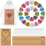 Motiskyy 100 Set Pocket Hug Token Bulk Heart Shape Stones with Hug Card Organza Bag Greeting Keepsake Exchange Relationship Card