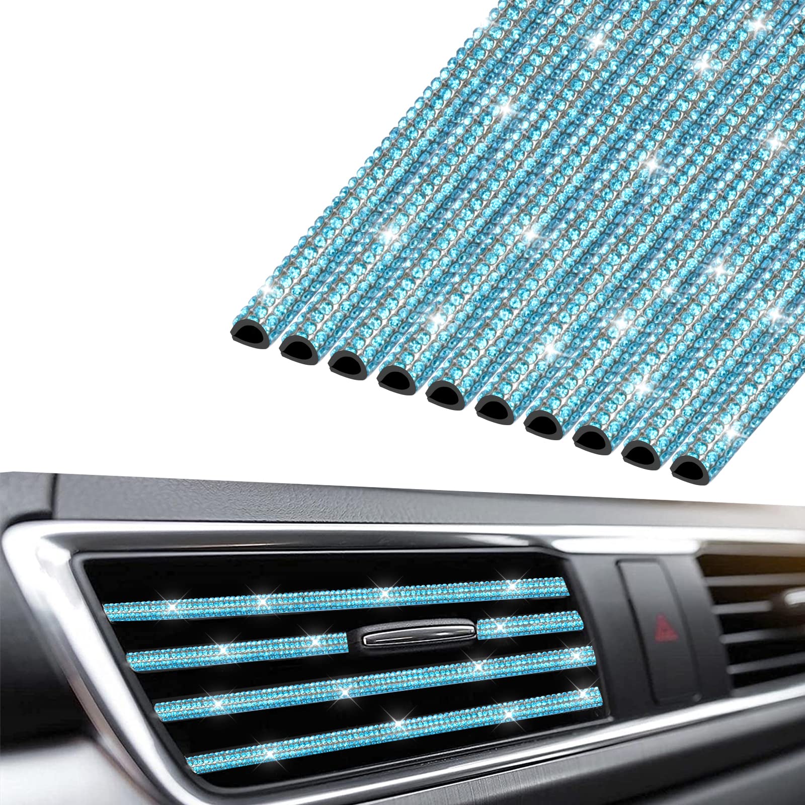 INSAUTO Bling Car Vent Outlet Trim,Bling Car Accessories for Women, 10pcs Rhinestone Bling Car Air Conditioner Vent Decoration S