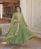 Wedani Georgette Embroidered Work Anarkali Kurta Set For Womens (In Alpha 2Xl Regular Green),GREEN,2XL,Georgette,Anarkali,