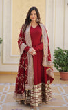 Wedani Georgette Maroon Anarkali Kurta Sett For Women (In Alpha L Regular Maroon),MAROON,L,Georgette,Anarkali,