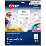 Avery Clean Edge Printable Business Cards with Sure Feed Technology, 2 x 3.5, White, 200 Blank Cards for Laser Printers (5871)