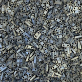 Miyuki Quarter Tila Beads - 2 Hole, 5x1.2x1.9 mm, 5 Grams Glass Beads Matte Gray (QTL2002)