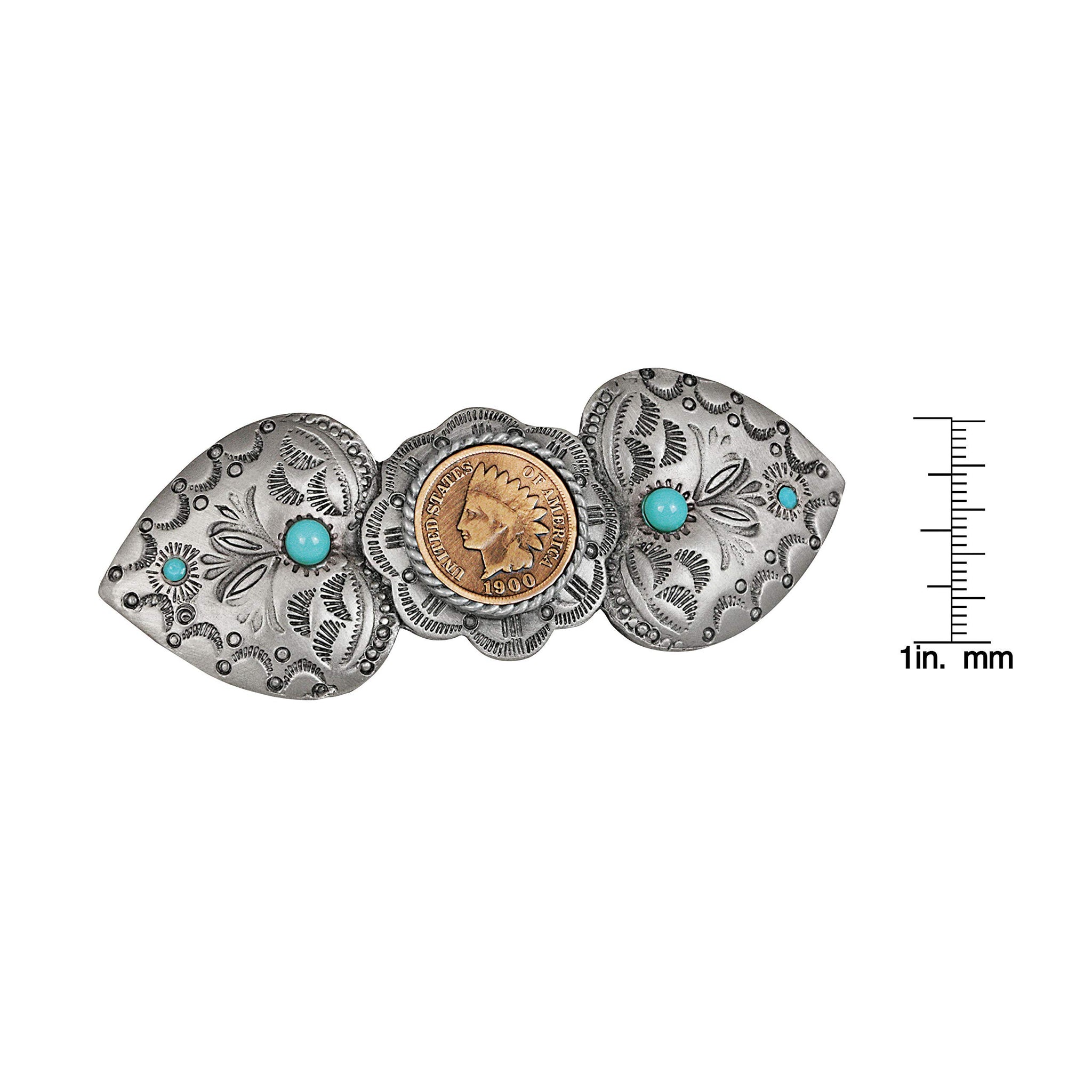 American Coin Treasures Indian Head Penny Coin Pewter Western Hair Barrette | Genuine United States One Cent Coin | Hair Accesso