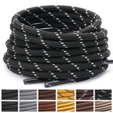 Stepace Round Shoelaces [2 Pairs] Heavy Duty Boot Shoe Laces For Hiking Work Boots Black White-120(Dots) -Like New