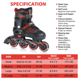 ITurnGlow Adjustable Inline Skates for Kids and Adults, Roller Skates with Featuring All Illuminating Wheels, for Girls and Boys