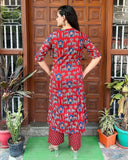 Gosriki Women'S Rayon Blend Straight Printed Kurta With Palazzo (Gpw Red-Gs_S_Red_Small),Red,,B0DFCJ4GDZ
