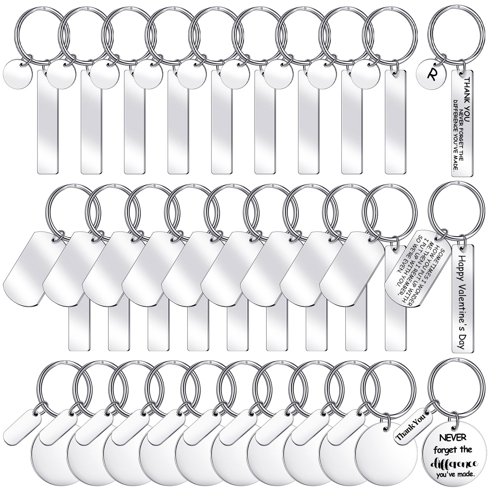 Gisafai 30 Pcs Engravable Stainless Steel Keychain Blanks Silver Metal Blank for Laser Engraving 2025 DIY Crafts Gifts