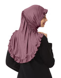 Mehar HijabS Modest WomenS Stylish Frill Finish Border Soft Feel Good Solid Polycotton Fabric Zareen Hijab (Extra Large, Coffe