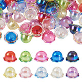 FASHEWELRY 40Pcs Wind Bell Beads Colorful Acrylic Flower Bead Caps 24mm UV Plating Transparent Bell Floral Loose Beads for DIY E