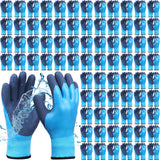 Acellegic 100 Pairs Waterproof Safety Winter Work Gloves with Grip for Men Plush Warmth Thickened Freezer Gloves Keep Hands Warm