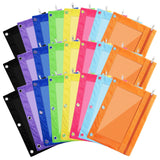 Boao 60 Pcs Pencil Pouch for 3 Rings Binder Pencil Bags Bulk with Zipper Colorful Case Stationery Bag with Clear Window for Offi