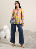 Libas Women'S Silk Blend Printed Regular Tunic Shirt (98198 Yellow Yellow 2Xl