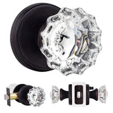 SHINY HANDLES Glass Door Knobs Interior with Lock, Privacy Crystal Door Knob for Bedroom and Bathroom (Venetian Bronze,1Pack)