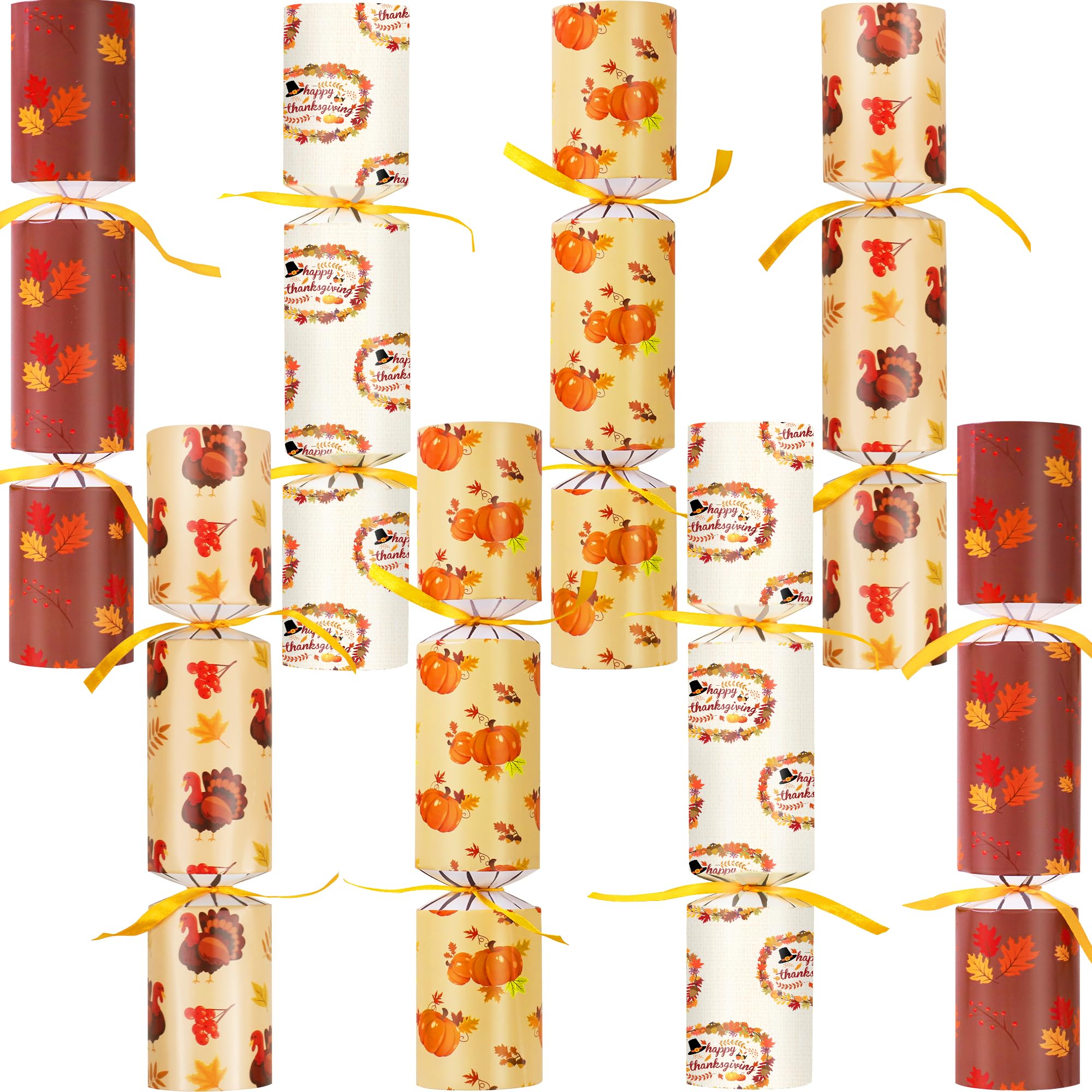 Malhaii 8 Pack Thanksgiving Cr ac k ers No Snap Fall Party Favors Decorations with Prizes for Adults Kids Thanksgiving Table Fav