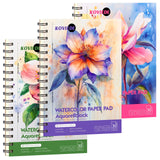 KOVIEDE 100% Cotton Watercolor Paper Pad 3 Pack (90 Sheets) Cold Press 140lb/300gsm Spiral Bound Watercolor Sketchbook, Artist Q