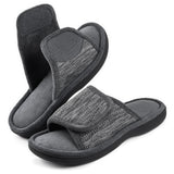 RockDove Men's Adjustable Wrap Memory Foam Slide Slipper, Size 7-8 US Men, Grey