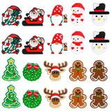 Whaline 20Pcs Christmas Silicone Focal Beads Cartoon Santa Snowman Shape Polygonal Spacer Beads Decorative Xmas Red Green White 