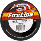 The Beadsmith Fireline by Berkley MicroFused Braided Thread 4lb. Test, 005/.12mm Diameter, 125 Yard Spool, Smoke Grey 