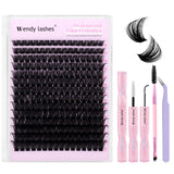 DIY Lash Extension Kit 100D Wispy Lashes 280PCS D Curl 10-18mm Individual Cluster Lashes Kit Includes Lash Bond and Seal,lash Tw