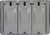 Morris Products Electrical Weatherproof Cover 3Gangs, 125 Device Configurations MultiUse, Grey, Heavy Duty Hinges, Aluminu